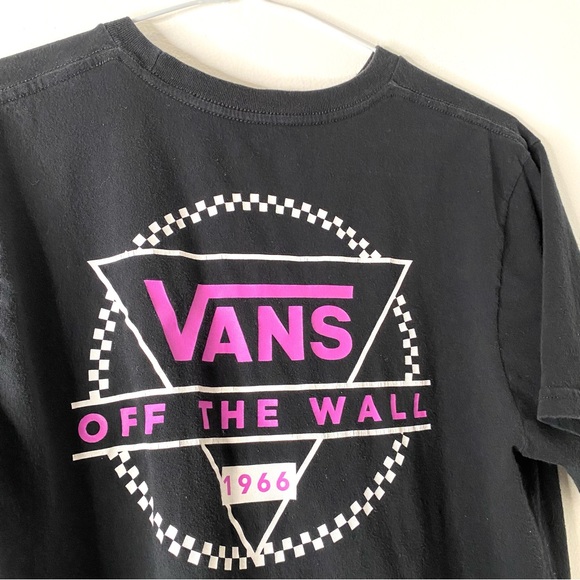VANS Black Purple Checkered Graphic Crew Neck Tee - Picture 3 of 6